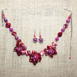 Necklace Statement Red/Fushia Set